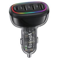 USAMS automobilinis įkroviklis 1xUSB-C 3xUSB-A C34 48W 3A+C PD Fast Charge black CC170CC01 (US-CC170)