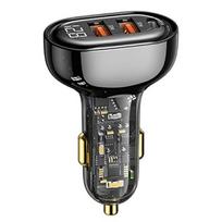 USAMS automobilinis įkroviklis 2xUSB+1xUSB-C 125W Fast Charge transparent black CC158CC01 (US-CC158)