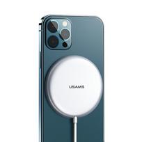 USAMS belaidis įkroviklis US-CD160 magnetic W2 15W aluminum iPhone 12 series silver CD160DZ01