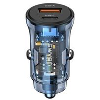 USAMS automobilinis įkroviklis 1xUSB+1xUSB-C C32 30W Fast Charge blue CC164CC02 (US-CC164)