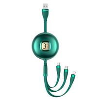 USAMS kabelis U69 3-in-1 1m green (Lightning/microUSB/USB-C) SJ508USB03 (US-SJ508)