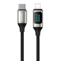 USAMS Braided Kabelis U78 USB-C į Lightning LED 1.2m 20W PD Fast Charge white SJ545USB02 (US-SJ)