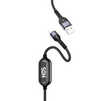 USAMS pintas U48 Lightning laidas 1.2m 2A greito įkrovimo su LED juodos spalvos SJ423USB01 (US-SJ423)