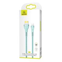 USAMS pintas U33 Lightning laidas 1.2m 2A greito įkrovimo cyan SJ360USB02 (US-SJ360)