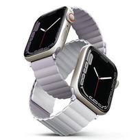 UNIQ Revix apyrankė Apple Watch Series 1-8/SE/SE2/SE3 38/40/41mm Reversible Magnetic lilac-baltos spalvos