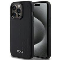 Tumi TUHMP15LRBAK Apple iPhone 15 Pro 6.1″ juodos spalvos kietas dėklas with Leather Ballistic Pattern and MagSafe