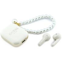 TWS ausinės Guess Pearl Strap baltos spalvos