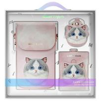 Nimmy 3in1 rinkinys telefono krepšys + piniginė + dėklas lokatoriui, rožinės spalvos Big Eyed Pet 2.0 Cat