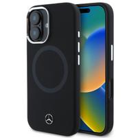 Mercedes MEHMP16S23SUTTK iPhone 16 6.1″ juodos spalvos kietas dėklas Silicone Tonal Logo MagSafe