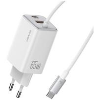 USAMS JC Series CC266 65W GaN Fast Charger 2xUSB-C 1xUSB-A baltos spalvos
