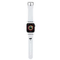 Karl Lagerfeld apyrankė KLAWMSLCNH Apple Watch 38/40/41mm baltos spalvos apyrankė 3D Rubber Choupette Heads