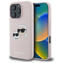 Karl Lagerfeld KLHMP16LSKCHPPLP Apple iPhone 16 Pro 6.3″ rožinės spalvos kietas dėklas Silicone Double Heads Print M