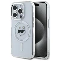 Karl Lagerfeld KLHMP15LHLSCHH Apple iPhone 15 Pro 6.1″ baltos spalvos kietas dėklas IML Metal Choupette Head MagSafe