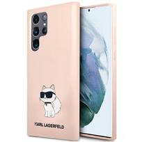Karl Lagerfeld KLHCS23LSNCHBCP S23 Ultra S918 kietas dėklas rožinės spalvos Silicone Choupette