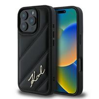 Karl Lagerfeld KLHCP16LPQDSMGK Apple iPhone 16 Pro 6.3″ juodos spalvos kietas dėklas Quilted Signature