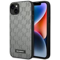 Karl Lagerfeld KLHCP14MSAKLHPG Apple iPhone 14 Plus / 15 Plus 6,7″ kietas dėklas pilkos spalvos Saffiano Mono Metal