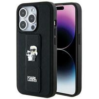 Karl Lagerfeld KLHCP14LGSAKCPK Apple iPhone 14 Pro 6.1″ juodos spalvos kietas dėklas Gripstand Saffiano Karl&Choup