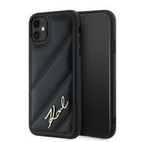Karl Lagerfeld KLHCN61PQDSMGK Apple iPhone 11 / Xr 6.1″ juodos spalvos kietas dėklas Diagonal Quilted Script