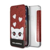 Karl Lagerfeld KLFLBKPXVDCRE iPhone X/XS raudonos spalvos knygutės tipo dėklas Valentine