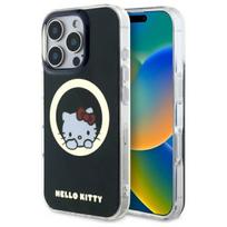Hello Kitty HKHMP16LHSWKK Apple iPhone 16 Pro 6,3″ juodos spalvos kietas dėklas IML Sweet Kitty Magsafe