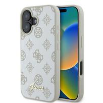 Guess GUHMP16SPGPYSH Apple iPhone 16 6.1″ baltos spalvos kietas dėklas Peony Script Logo MagSafe