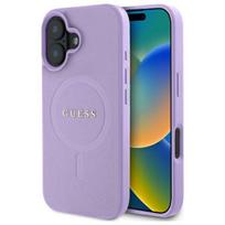 Guess GUHMP16SPSAHMCU Apple iPhone 16 6.1″ violetinės spalvos kietas dėklas Saffiano MagSafe