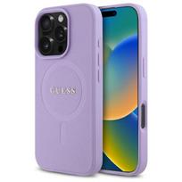Guess GUHMP16LPSAHMCU Apple iPhone 16 Pro 6.3″ violetinės spalvos kietas dėklas Saffiano MagSafe
