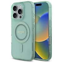 Guess GUHMP16LPFTDTEN Apple iPhone 16 Pro 6.3″ green kietas dėklas IML Rhinestones MagSafe