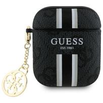 Guess GUA2P4RPSK AirPods 1/2 dėklas juodos spalvos 4G Printed Stripes Charm