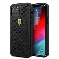 Ferrari FESPEHCP12MBK Apple iPhone 12/12 Pro 6,1″ juodos spalvos kietas dėklas On Track Perforated