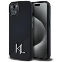 Dėklas Karl Lagerfeld Silicone Shadow Metal Initial MagSafe Apple iPhone 15 juodos spalvos