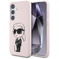 Dėklas Karl Lagerfeld Silicone Graffiti Ikonik Printed Logo MagSafe Samsung Galaxy S25 rožinės spalvos