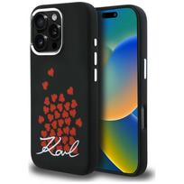 Dėklas Karl Lagerfeld Silicone Heart Sign Logo MagSafe Apple iPhone 16 Pro juodos spalvos