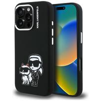 Dėklas Karl Lagerfeld Silicone Karl&Choupette Sketch MagSafe Apple iPhone 16 Pro juodos spalvos