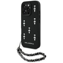 Dėklas Karl Lagerfeld Saffiano Crystals w/Chain Apple iPhone 16 Pro juodos spalvos