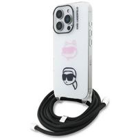 Dėklas Karl Lagerfeld IML Crossbody Karl&Choupette Head Apple iPhone 16 Pro baltos spalvos