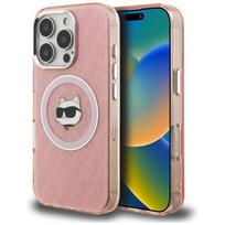 Dėklas Karl Lagerfeld IML Choupette Head Logo MagSafe Apple iPhone 16 Pro Max rožinės spalvos