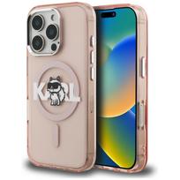 Dėklas Karl Lagerfeld IML Choupette Sketch Logo MagSafe Apple iPhone 16 Pro Max rožinės spalvos