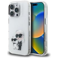 Dėklas Karl Lagerfeld IML Aquarelle Karl & Choupette & Logo Apple iPhone 16 Pro baltos spalvos