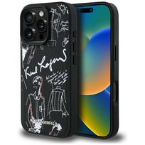Dėklas Karl Lagerfeld Grained Pattern & Logo MagSafe Apple iPhone 16 Pro Max juodos spalvos