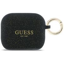 Dėklas Guess Silicone Glitter Ring skirtas AirPods Pro 3 juodos spalvos