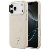 Guess Triangle Logo MagSafe dėklas iPhone 17 Pro smėlio spalvos