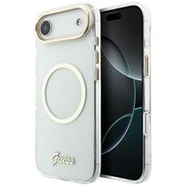 Dėklas Guess IML Script Metal MagSafe iPhone 17 Air skaidrus