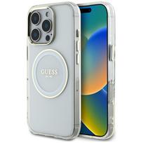 Dėklas Guess IML Metal Colored Circle Classic Logo MagSafe Apple iPhone 16 Pro Max baltos spalvos