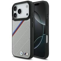 BMW M Tricolor Metal Logo MagSafe dėklas Apple iPhone 17 Pro pilkos spalvos