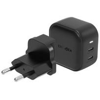 ENERGEA Laidinis įkroviklis 2xUSB-C PD-PPS 45W 2C juodos spalvos US+EU Travelite GAN45
