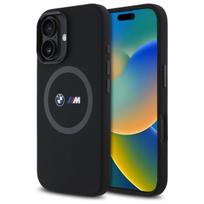 BMW BMHMP16S23SROK Apple iPhone 16 6.1″ juodos spalvos kietas dėklas M Silicone Printed Ring MagSafe