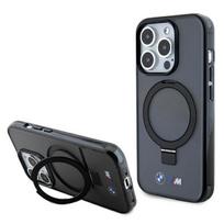 Dėklas BMW BMHMP15LURSK Apple iPhone 15 Pro 6.1″ juodos spalvos kietas dėklas Ring Stand M Collection MagSafe