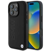 BMW BMHCP16LSLLBK Apple iPhone 16 Pro 6.3″ juodos spalvos kietas dėklas Leather Hot Stamp
