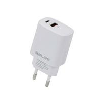 Beline Charger 1x USB-C + 1x USB 20Wbaltos spalvos (only head) PD 3.0 + QC 3.0 BLN2CW20